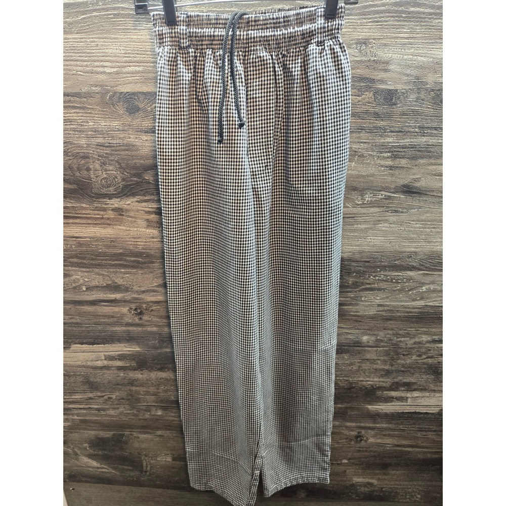 New Chef Fashion Inc Houndstooth Chef Pants Black White Elastic Waist XS